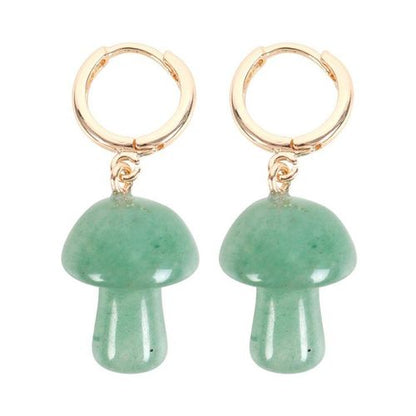 Aventurine Crystal Mushroom Earrings