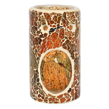 Pillar Brown Crackle Oil Burner and Wax Warmer